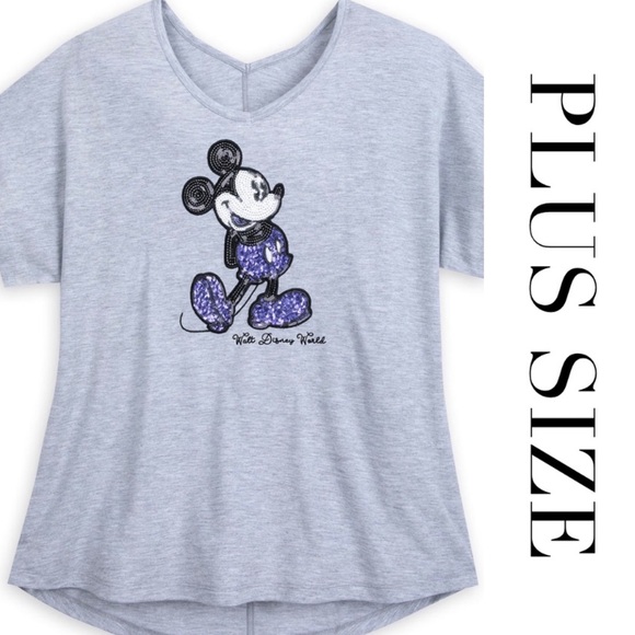 Disney Tops - PLUS SIZE Mickey Mouse Sequined - Potion Purple